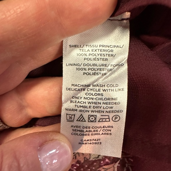 EUC loft boho peasant blouse maroon burgundy like new - Picture 7 of 7